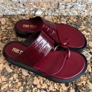 Paris Texas Women Brooklyn Single Toe Strap Leather Red Sandals